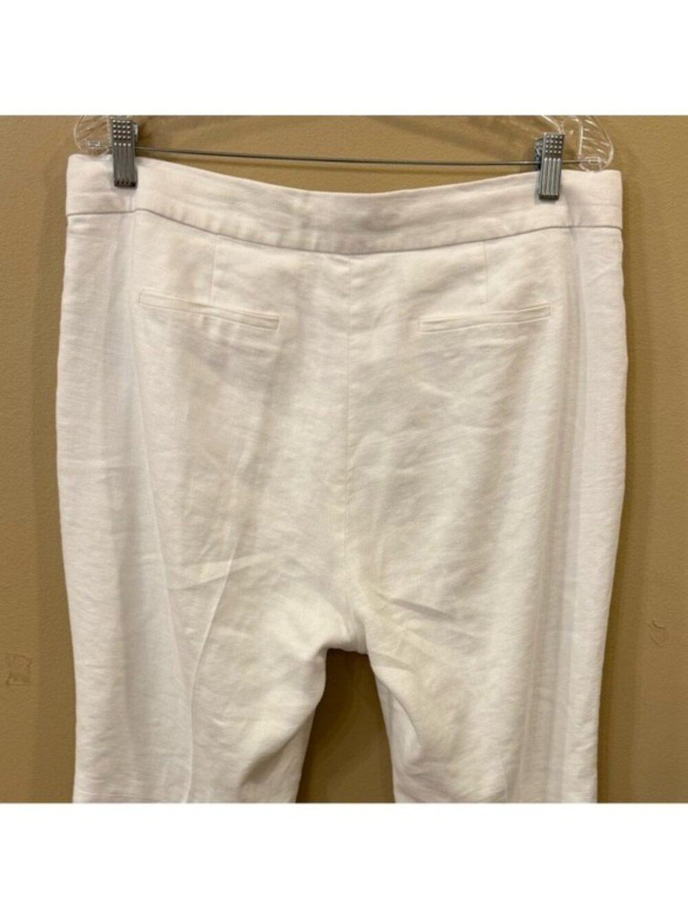 J.Crew Hayden Kickout Crop Pant Stretch Linen White Size 14 High Rise Lined - Picture 4 of 12